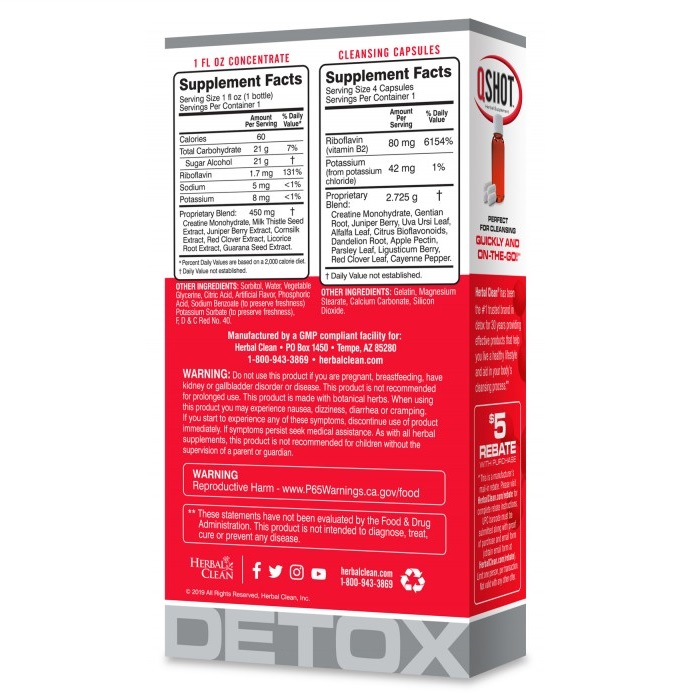 Herbal Clean QShot Extreme On The Go Fast Cleansing Best Detox Capsules & Liquid Dietary Supplement - Image 2